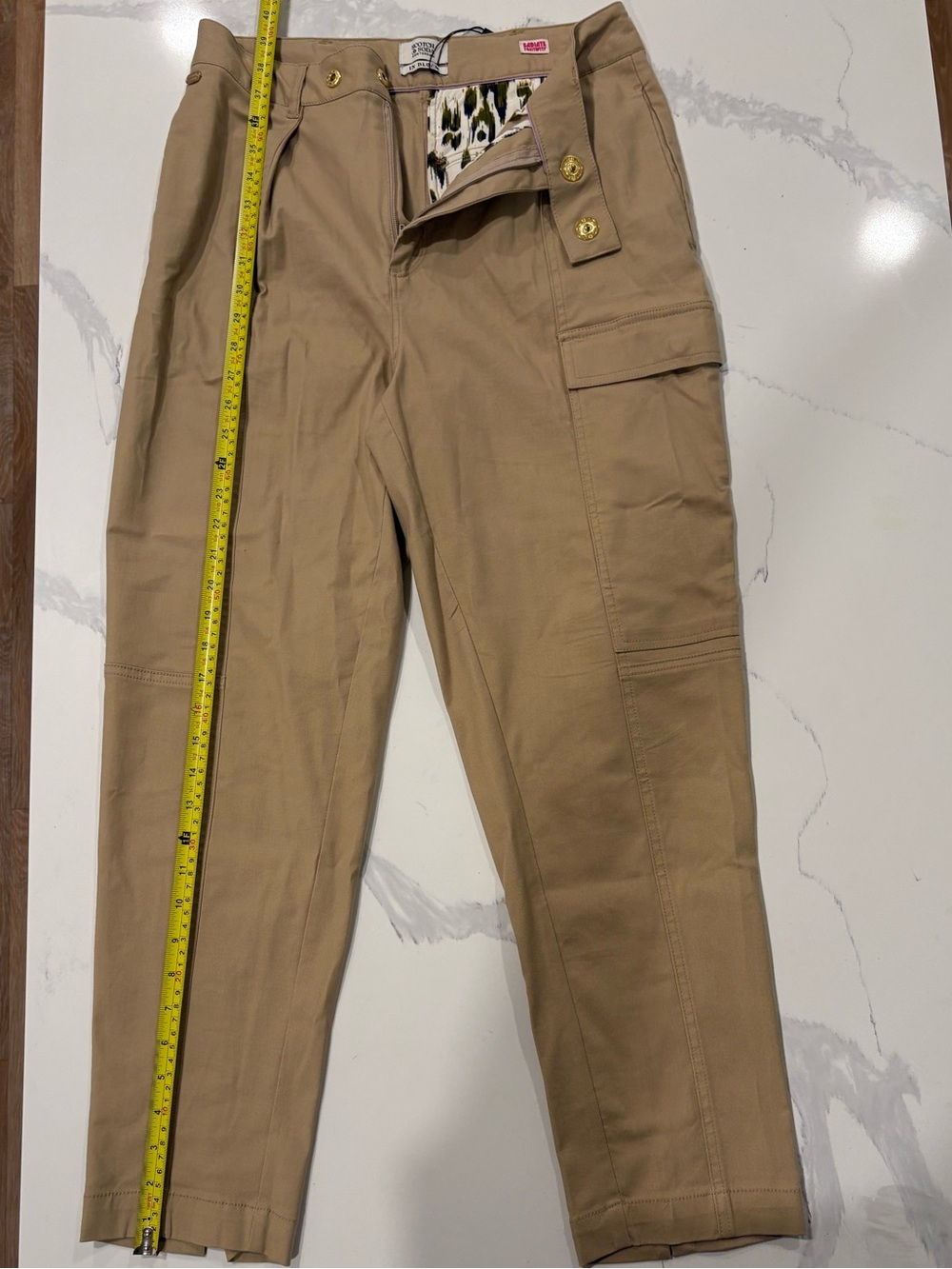 Scotch & Soda Tan Cargo Pants Size Small Cropped Utility Trousers NEVER WORN